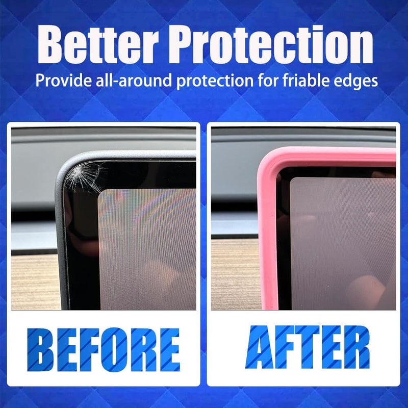 Yeapop 2Pcs Silicone Protector Frames of Screen and Rear View Mirror for Tesla Model 3 2017-2023 and Model Y 2019-Feb.2025. (Pink) - Image 3